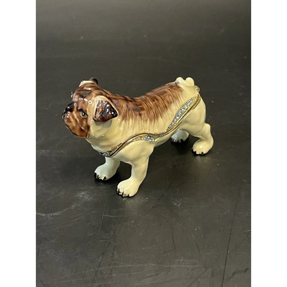 Pug Jeweled Trinket Box with Crystals Out Of Box
